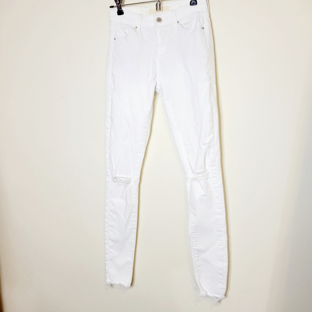 Topshop Moto High Waisted Distresse Raw Hem Jeans